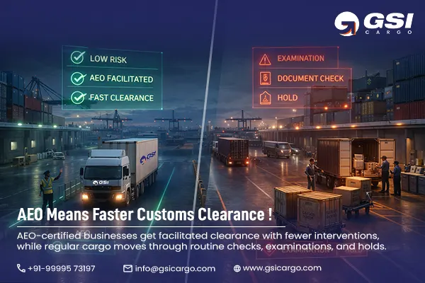 AEO certification benefits showing faster customs clearance and reduced inspections in international cargo shipping