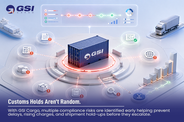 Container shipments stuck at customs during sea freight clearance with logistics and inspection process